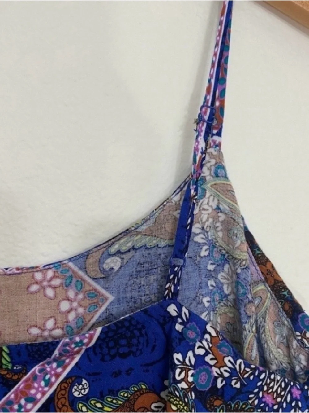 3/$25 Xhilaration Junior Blue Paisley Maxi Dress Size Small Boho Hippie Vacation - Picture 6 of 14